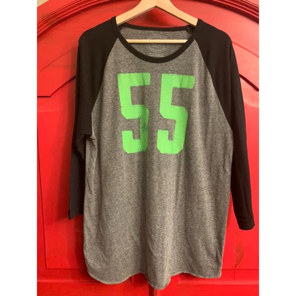 American Eagle Athletic Fit Raglan Sleeve Jersey Lime Green Distressed 55 EUC L - Picture 1 of 1